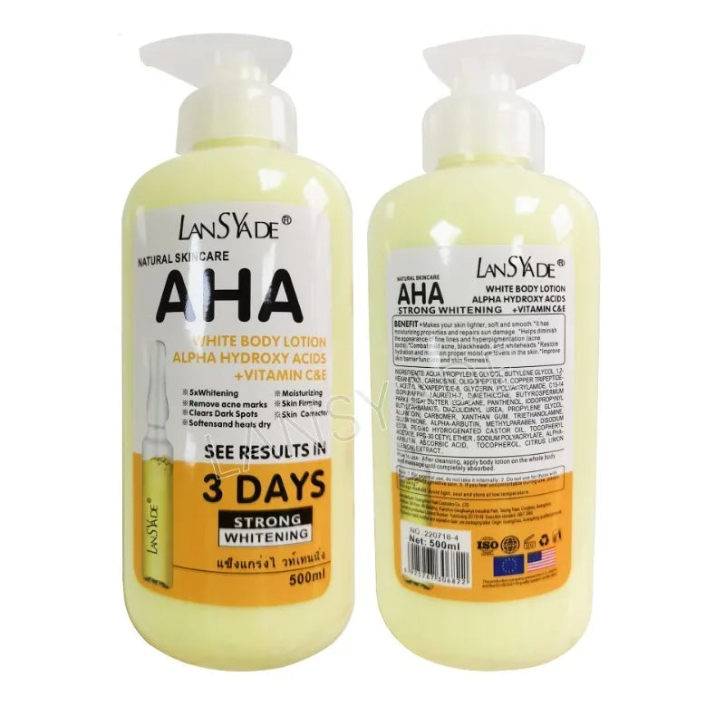 500ml AHA Fruit Acid Body Lotion VE Skin Brightening Moisturizing Lotion Whitening Body Lotion Hydroxy Acids Vitamin C