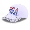 Popular Men Women Adjustable Hip Hop Trucker Hats Cotton USA Sports Caps Rhinestone American Flag Baseball Caps