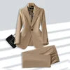 S-4XL Plus Size Women's Long Sleeved Professional Suit Formal Office Wear Trousers Suit 2-piece Set Blazers for Ladies Women