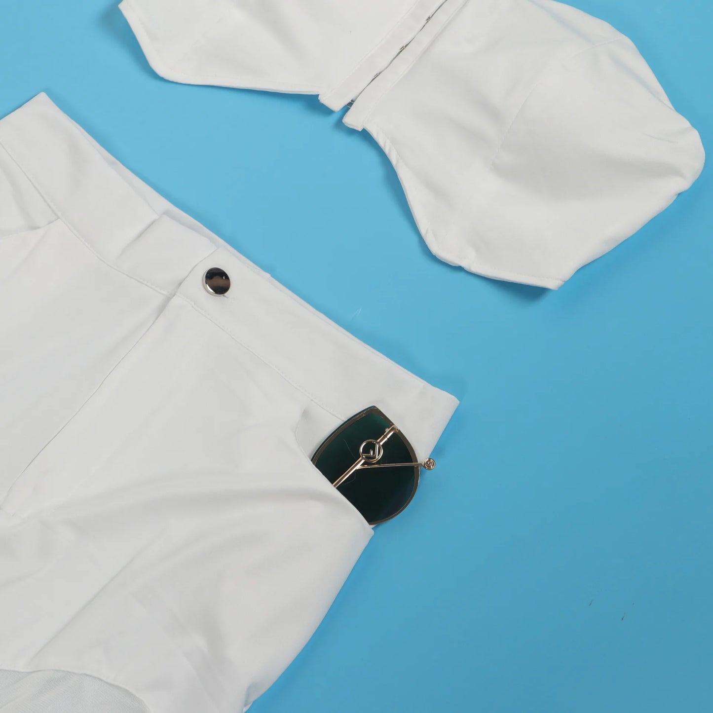 A7332 2026 Outfits for Women Solid Corset With Patchwork Pencil Pants Party Outfits Women Two Piece Set Club Set