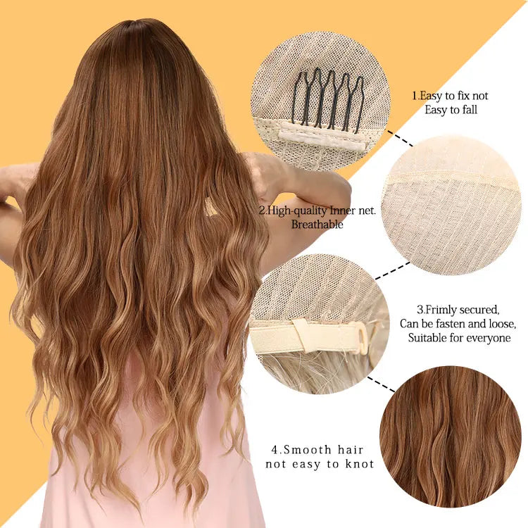 2025 & 2026 Hot Selling SMILCO Hair Waterwave Curly Wig Fashion Wigs Brown Gradient Women Wigs SM6040