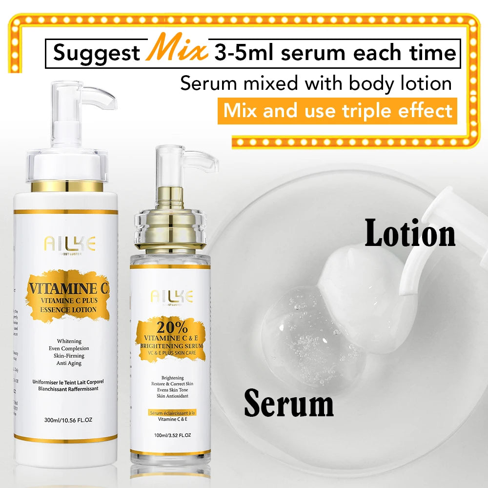 Ailke Privated Label Skincare Deep Moisturizer Vitamin C Anti-Aging Skin Glowing Lightening Body Lotion for Dark Skin