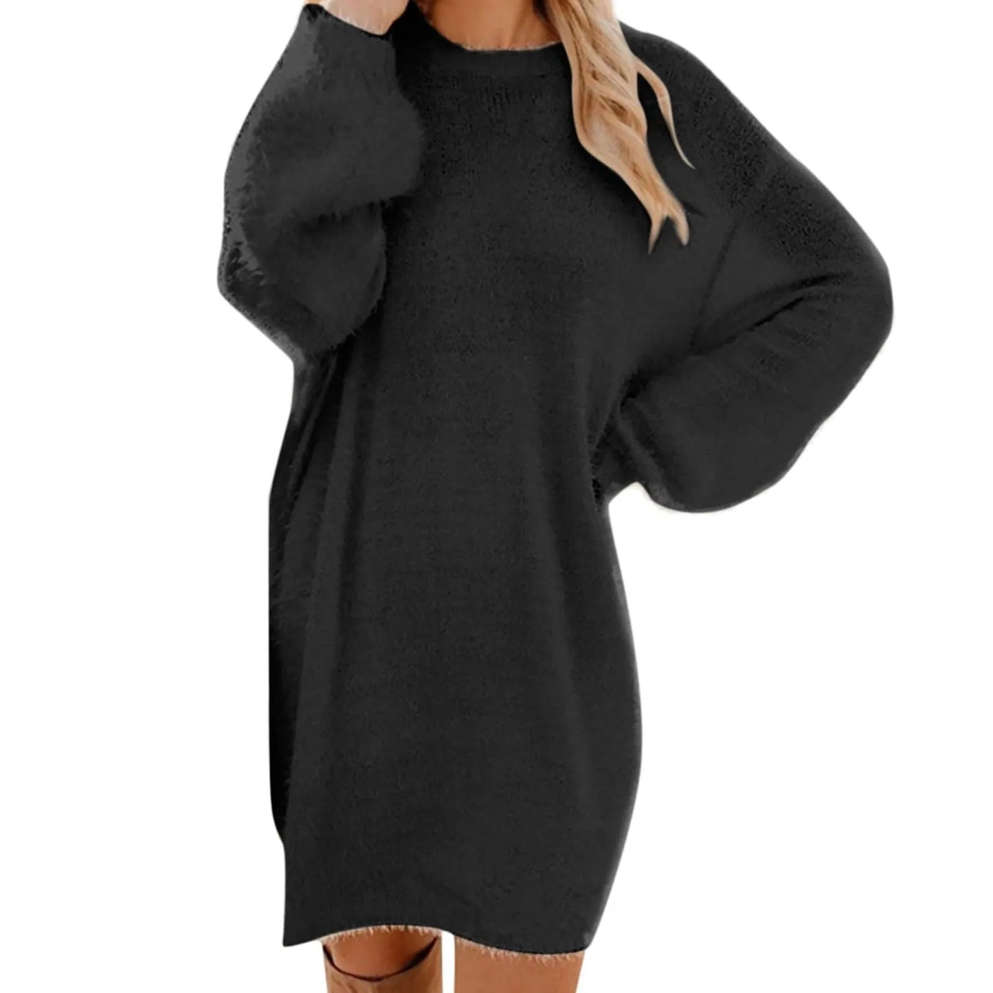 Women Winter Sweater Knit Crewneck Warm Long Sleeve Casual Sweatshirts Dress Casual Breathable Winter Warm Comfort Dress