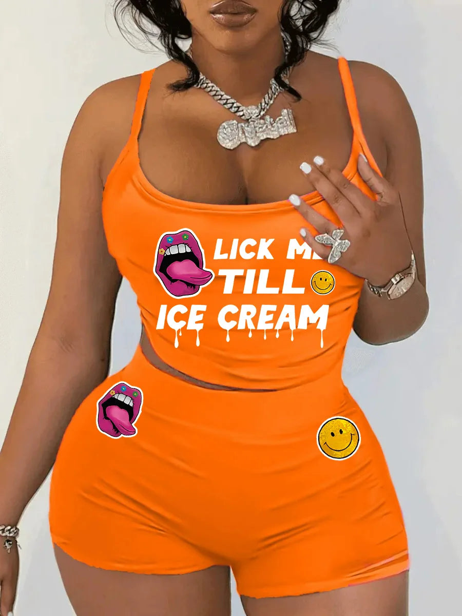 Sexy Spaghetti Strap Crop Tops And Short 2 Piece Sets Woman Outfit 2026 Summer Sexy Sport Casual Two Piece Set Women Short Sets