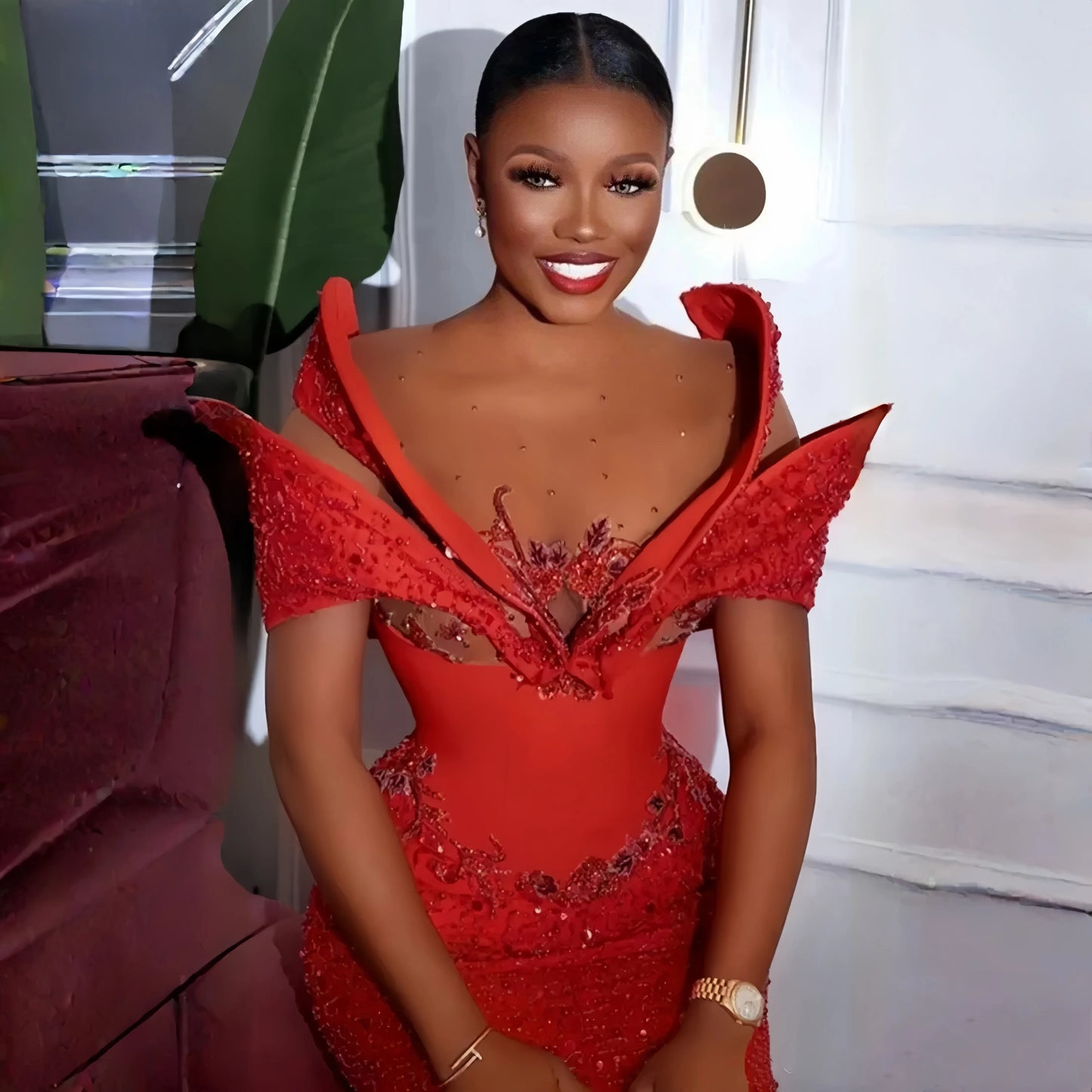 Customized Plus Size Prom Evening Gowns Illusion Mermaid Formal Birthday Dress Second Reception Dresses for African Black Women