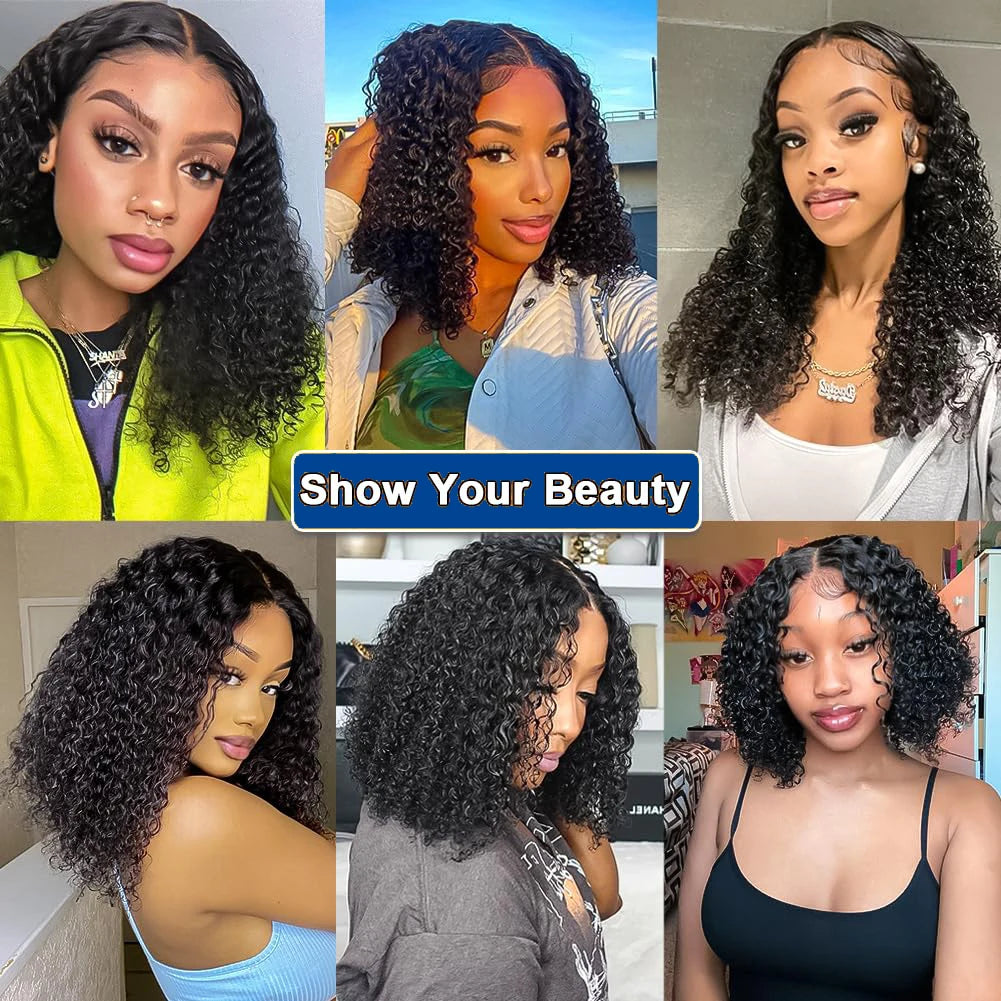 13x4 Short Bob Wigs Virgin Human Hair Jerry Curly Short Bob Wigs 250% Density Loose Deep Wave 4x4 Lace Frontal Wigs For Women