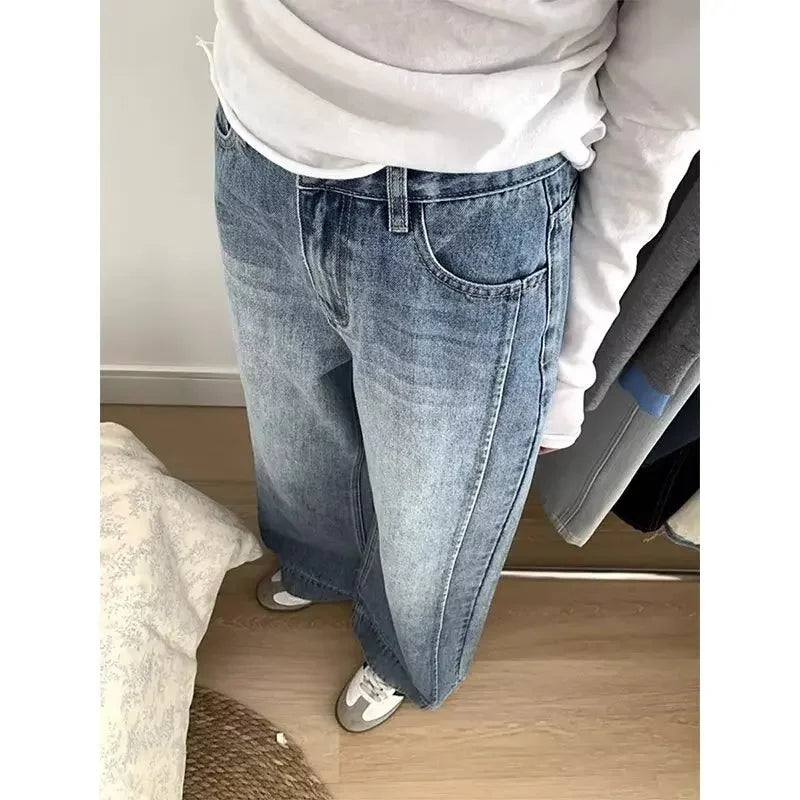 High Waist Straight Leg Loose Fitting Slimming Jeans Women's Regular Drapey Long Trousers Spring Summer New Style