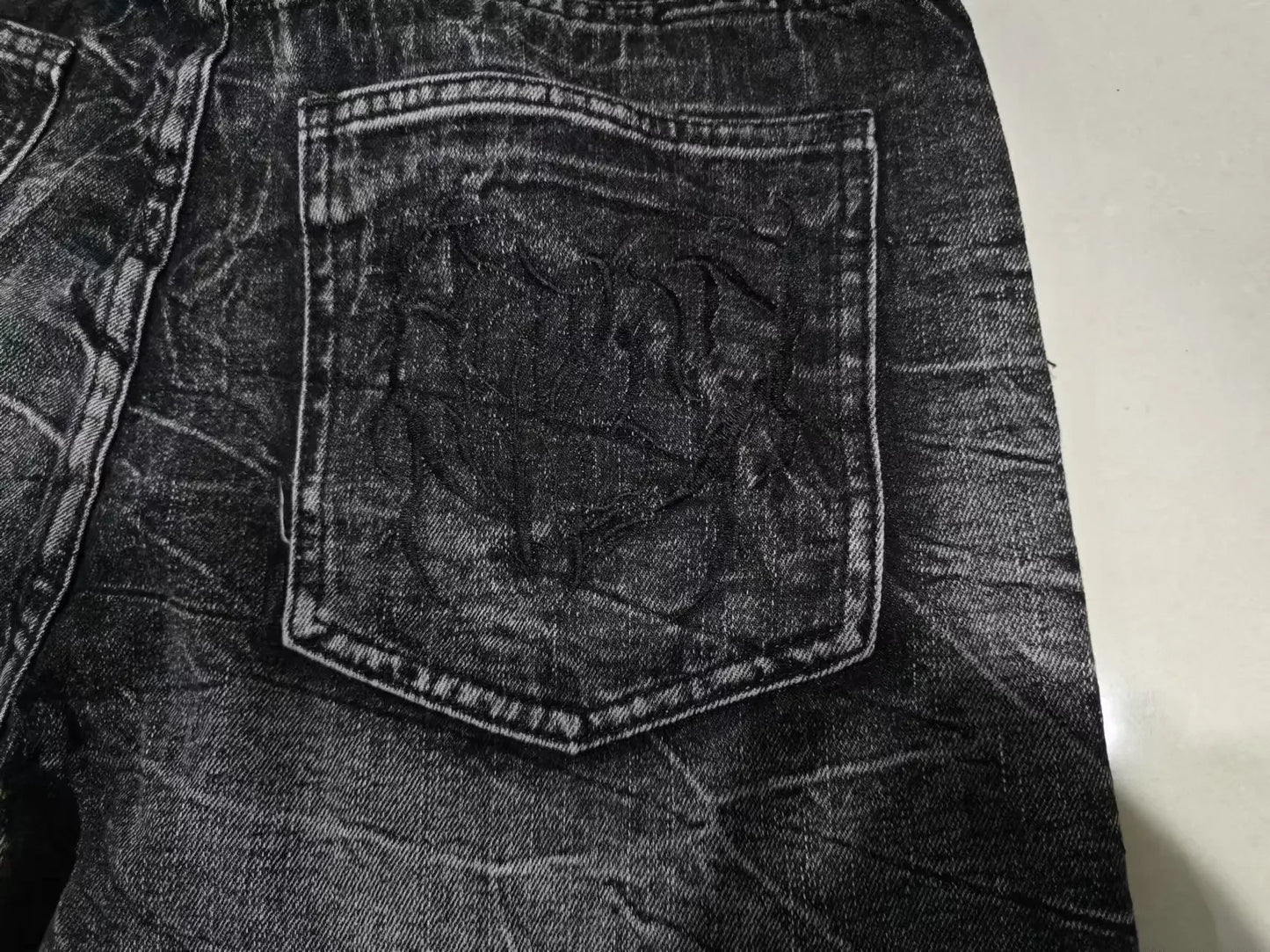 2025 New Gothic Retro Oversized Baggy Fit Unisex Mopping Pants Y2K High Street Spider Embroidered Patch Hip Hop Streetwear