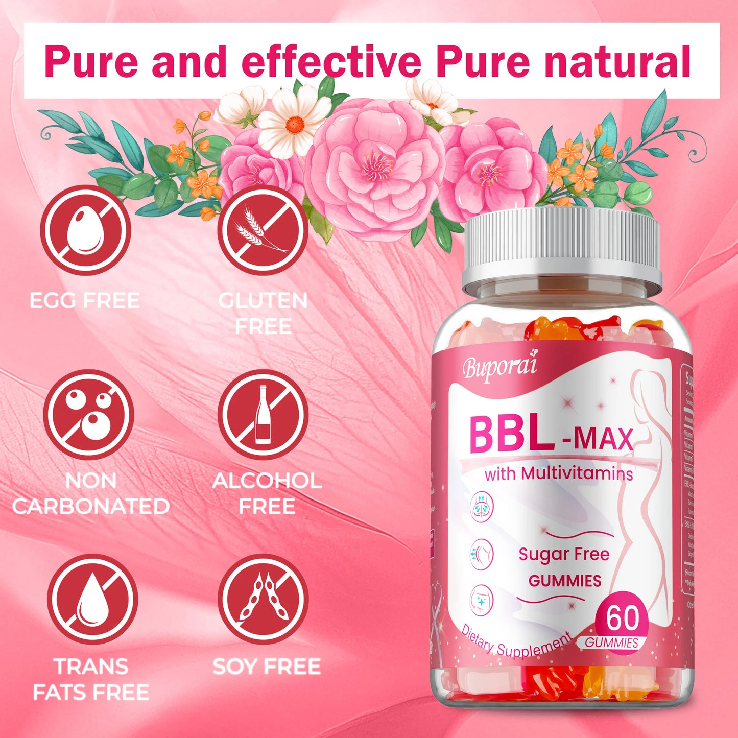 BBL -MAX Gummies - Helps Lift and Maintain Body Shape, Lifts and Tightens, Shapes The Buttocks - 60 Capsules
