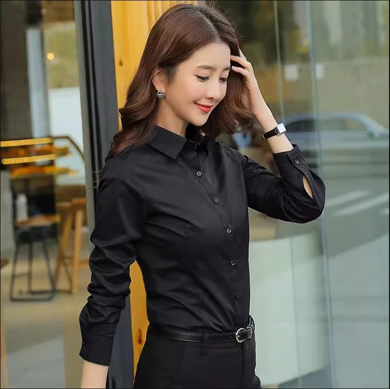 Plus Size Blouse White Shirt Women 2025 Spring Fashion Plus Size Women Clothing Solid Basic OL Womens Tops 4xl 5xl 6xl Blouses