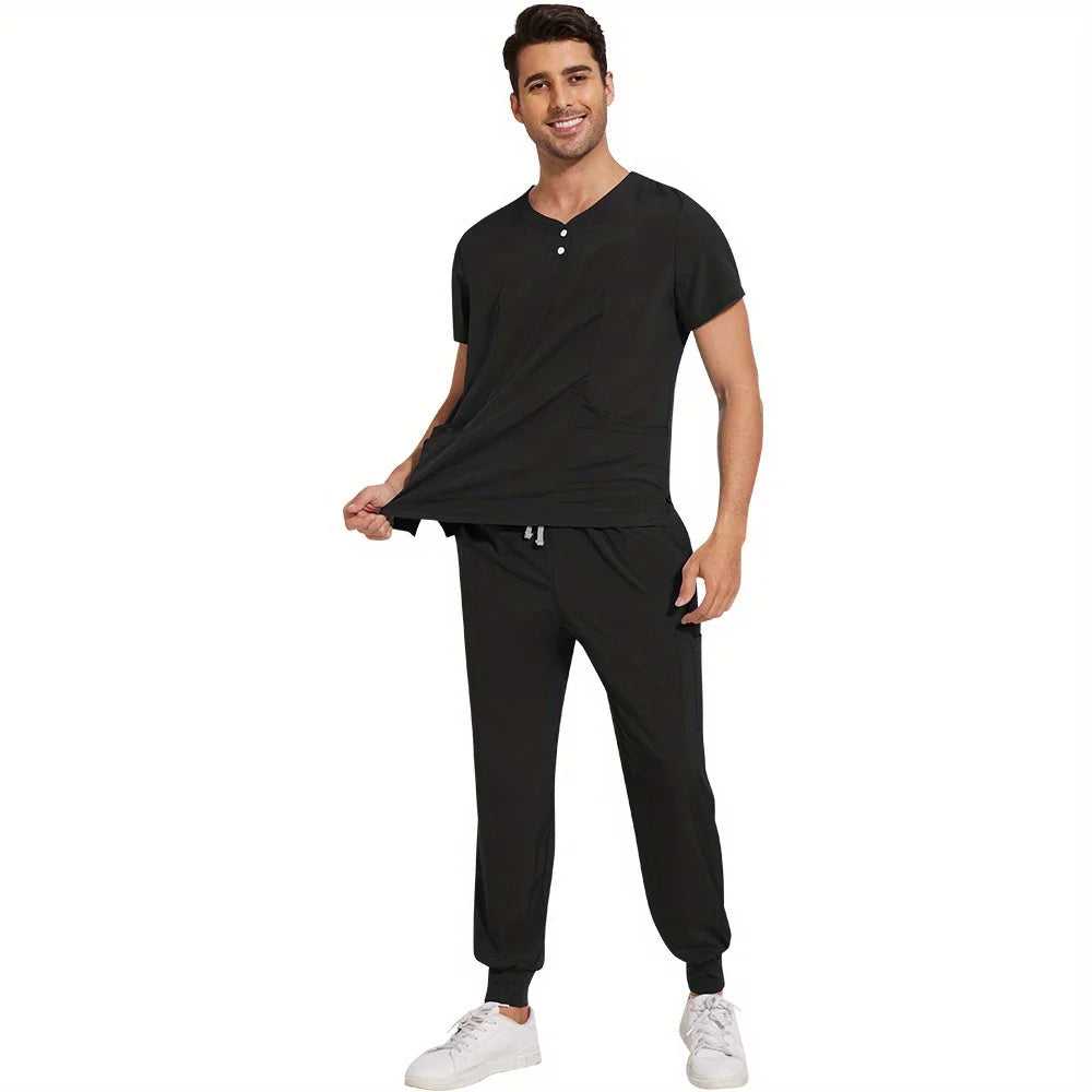 Ideal for Women in Pet Stores & Beauty SPA Spa Scrubs Top and Pants Women's and Men's 2-Piece Soft Scrubs Set