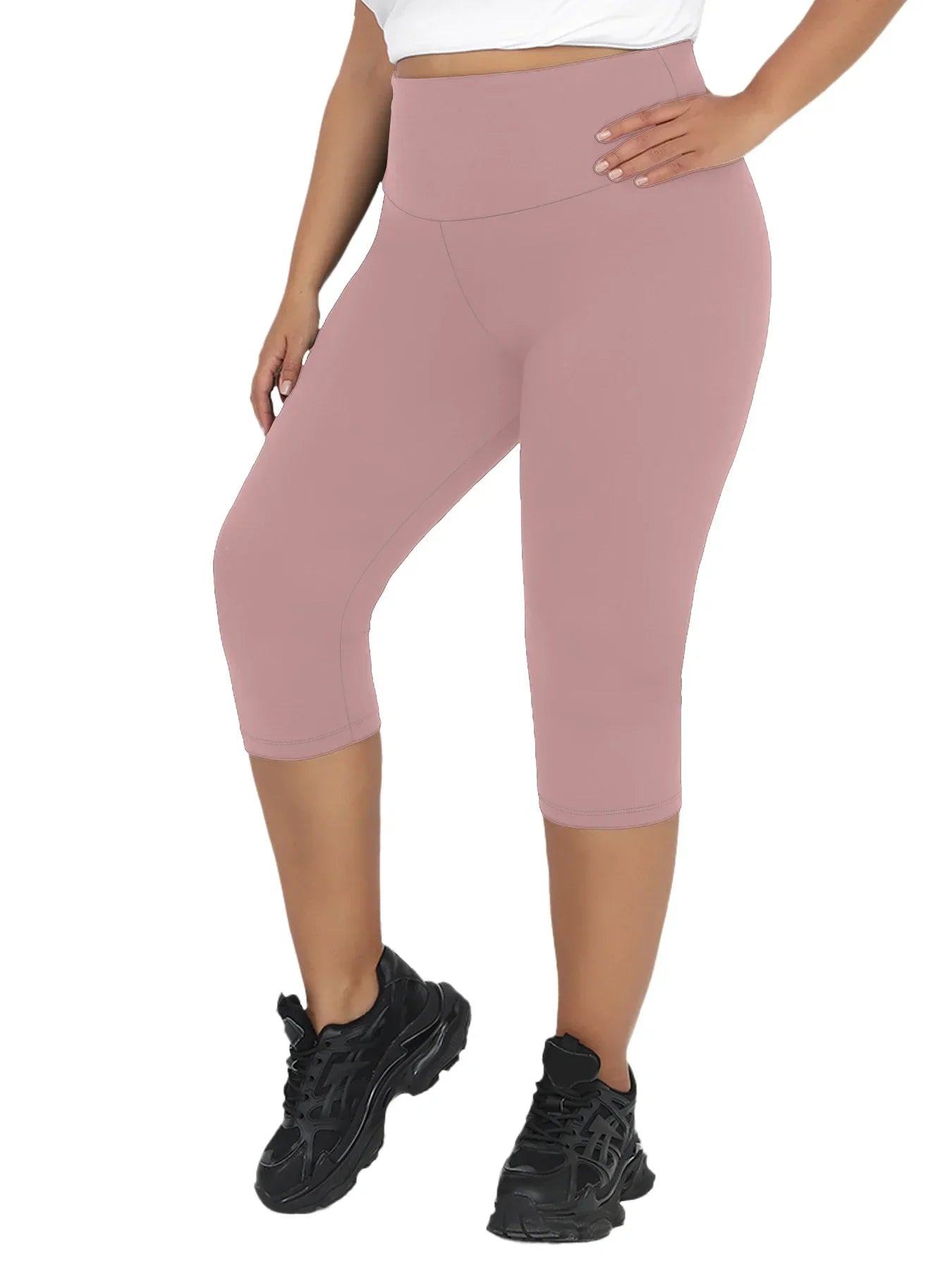 Plus Size Leggings for Women Super soft High Waisted Tummy Control Yoga Capri Pants No See Through Workout Running Leggings