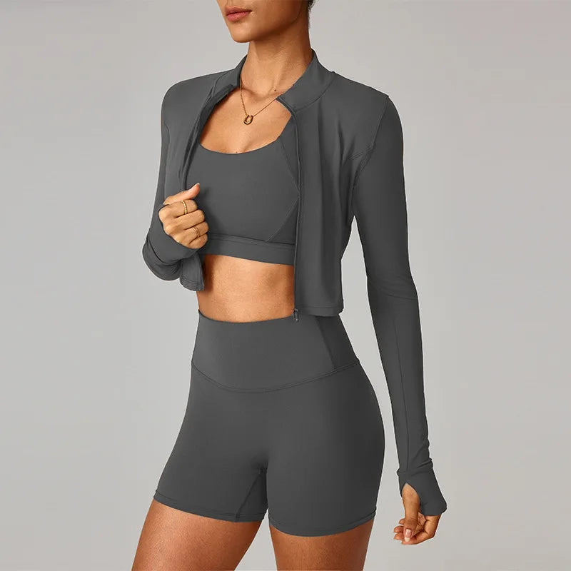 Seamless 3-Piece Activewear - Women's Fitness Set, Sin Costuras, Quick Dry, Yoga & Aire Libre