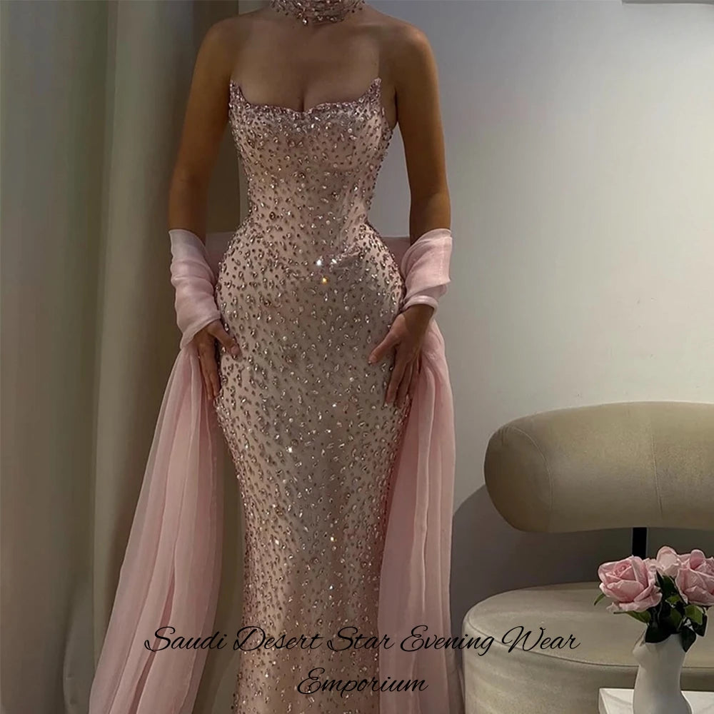 Customized Sparkly Crystal Organza Evening Dress Sexy Sweetheart Mermaid Homecoming Dress Soft Jersey Sleeveless Celebrity Gowns