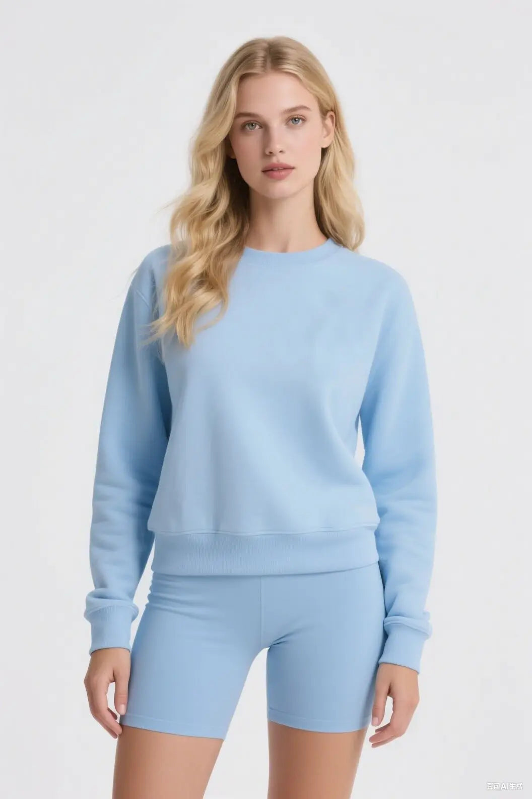 Loose yoga round-neck sweatshirt for men and women American three-dimensional reflective logo casual