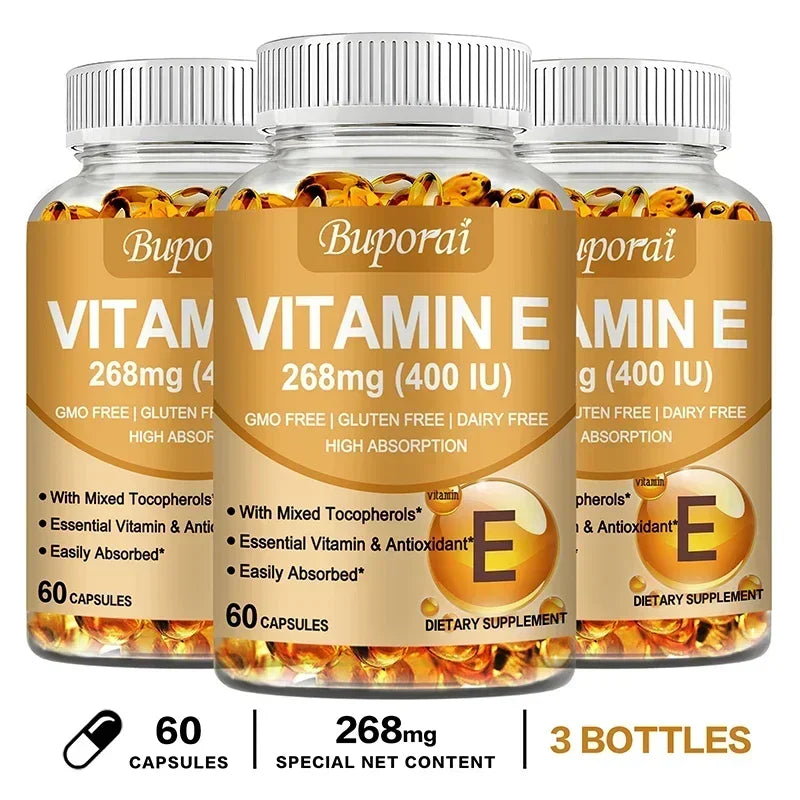 Vitamin E Capsules 268mg - Brightens The Complexion, Tightens The Skin, Reduce Wrinkles, Anti-aging, Antioxidant