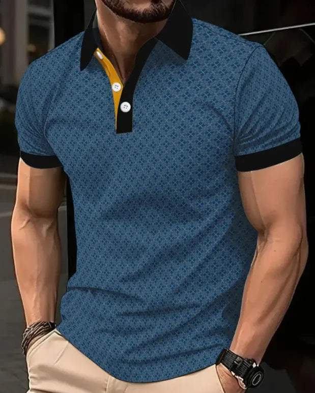 High Quality Men Polo Shirt Stripes Short Sleeve T-shirt Male Breathable Tops Business Turn Down Collar Streetwear Luxury Brand