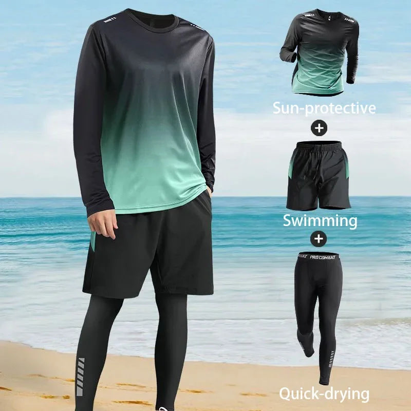 2025 new swimming suit, men's sun-protective long-sleeved and long pants swimsuit.