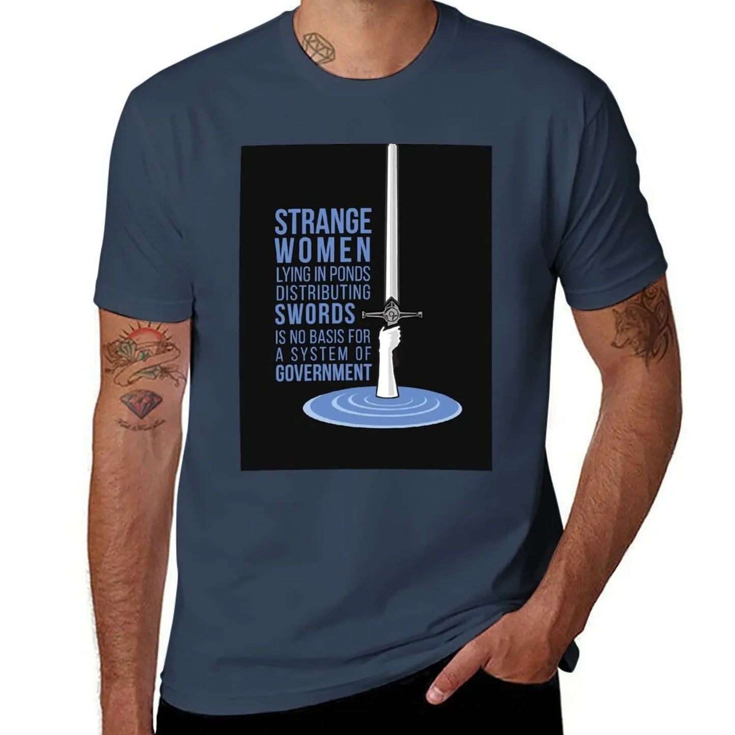Strange Women Lying in Ponds Distributing Swords - Monty Python Baseball ? Sleeve T-Shirt cotton t shirt man T-Shirt