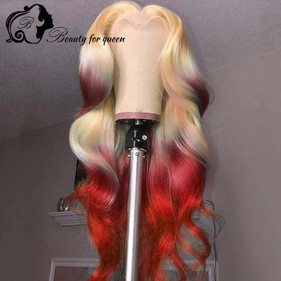 Colored Green Grey Pink Blue Body Wave Brazilian Human Hair Wig For Women 26 Inches 13x4 HD Lace Frontal Wigs 180 Density