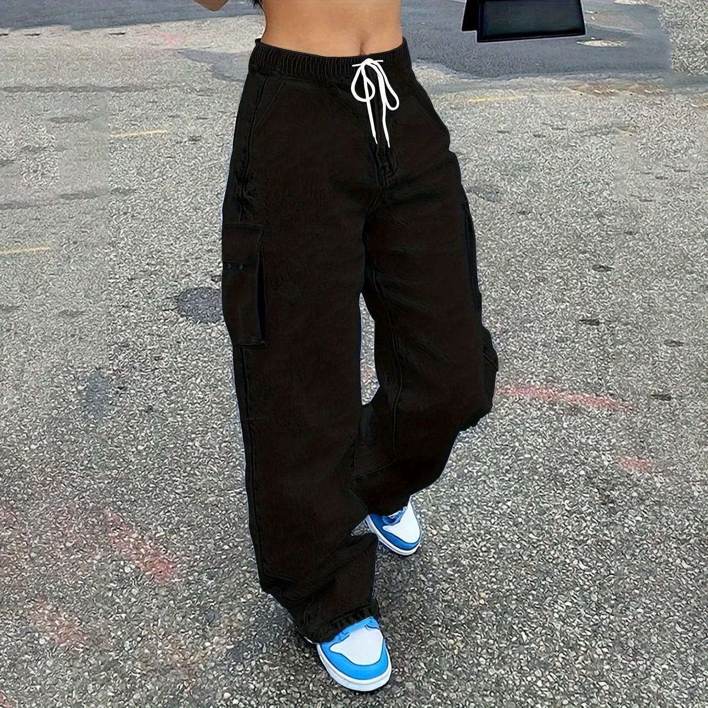 Cargo Pants Jeans Women Streetwear Straight Trousers Multiple Pockets High Waist Vintage Distressed Washed Female Denims 2025