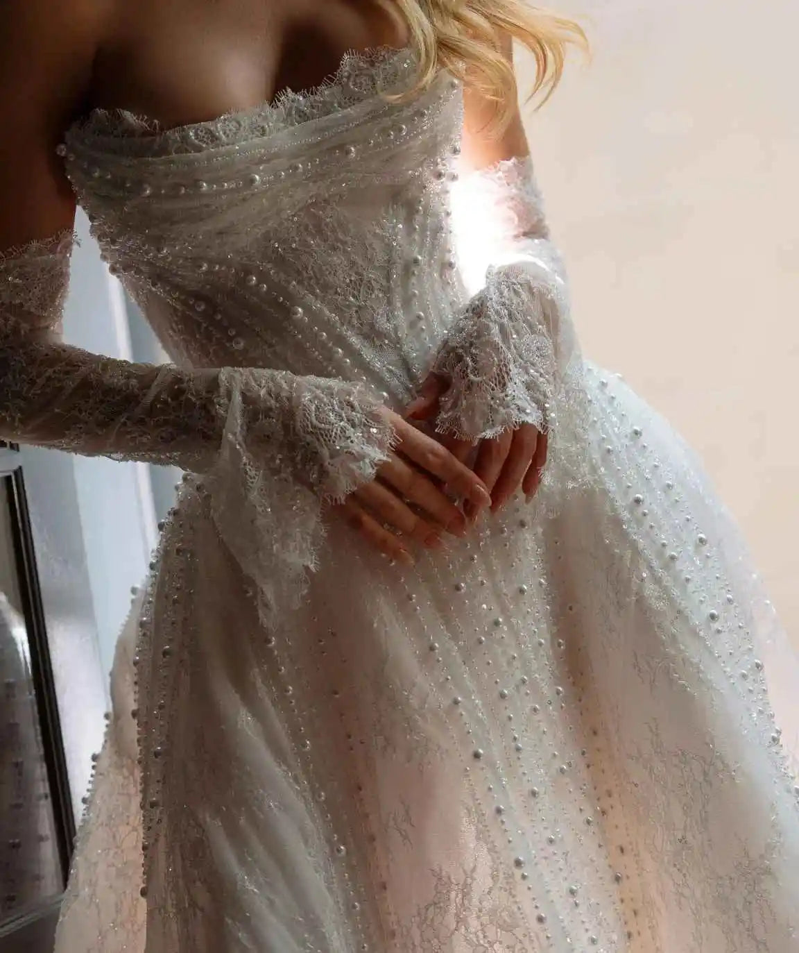 Crystal Mermaid Gown Wedding Dresses Strapless Appliques Evening Prom Dress Special Occasion Gowns Vestido De Noiva Customized