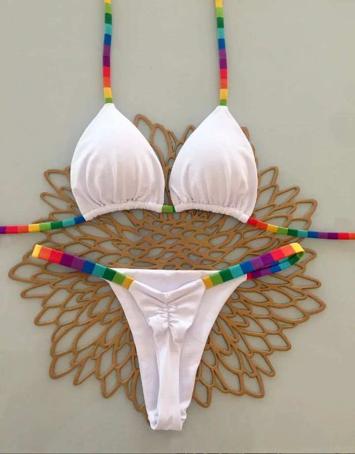 Brazilian Bikini Set Sexy Push Up Swimsuit Two Piece Triangle Tie Side Bottoms Beach Swimming Wear Bathing Suit Women