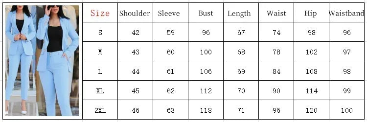 Sets for Women 2 Pieces Autumn Fashion Notched Neck Long Sleeve Blazer & Elegant High Waist Work Pants Set Office Lady