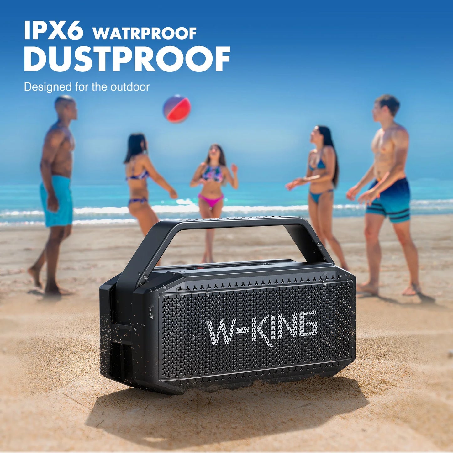W-KING 100W Peak 60W RMS Deep Bass Bluetooth Speaker, IPX6 Portable Waterproof Loud Bluetooth Speakers Wireless with Subwoofer