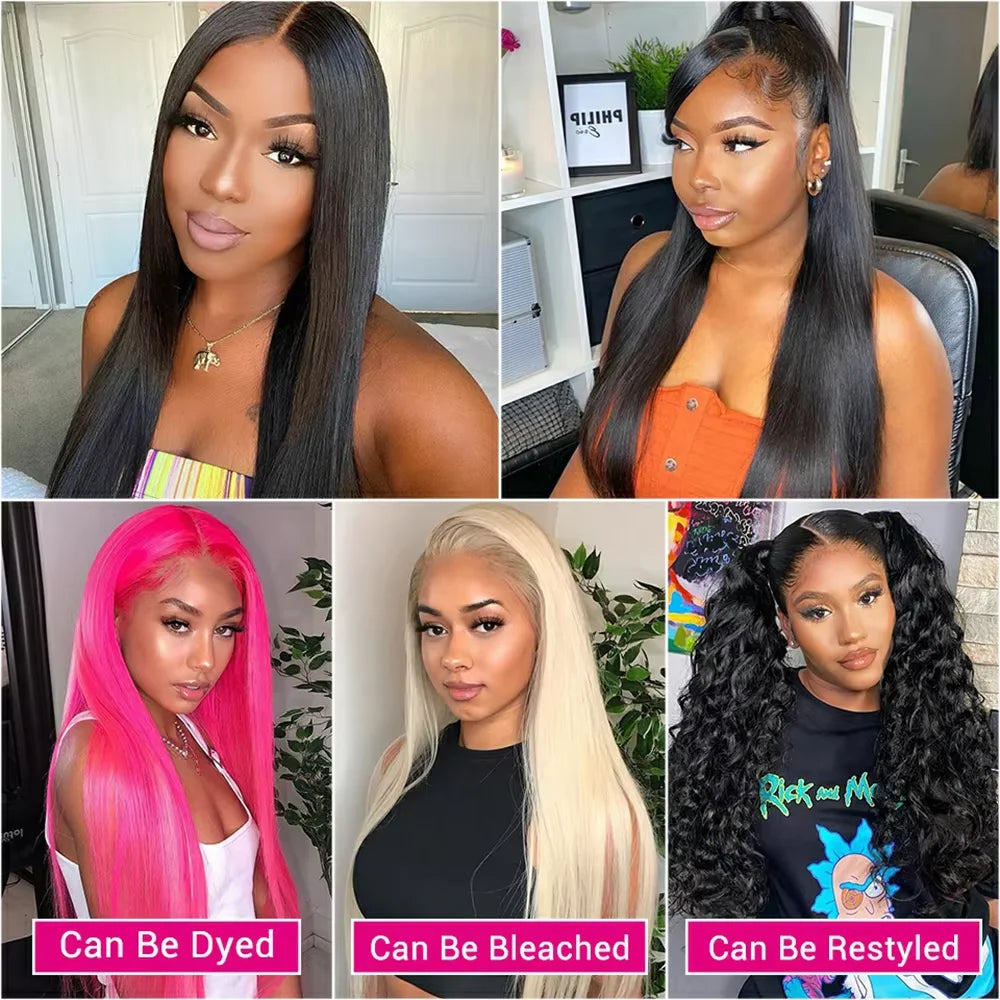 300% 13x6 HD Lace Frontal Wig 100% Raw Human Hair Straight Lace Front Wig 30 36 Inch 5x5 HD Lace Glueless Wig No Glue Human Hair