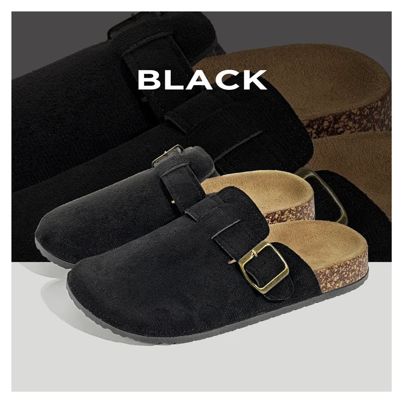 Women's Casual Closed Toe Flip-flops Summer Outdoor Slippers Couple's Flannel Sandals Comfortable Non-slip Wear-resistant Slides