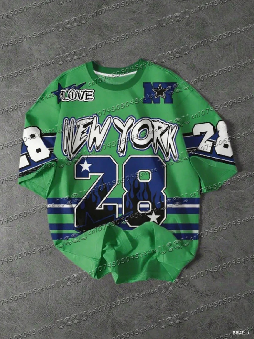 Men's Sports Jersey New York 28 Print Short Sleeve T-Shirt Summer Graphic Tee Baseball Jerseys Plus Size Women's Sport T-Shirt