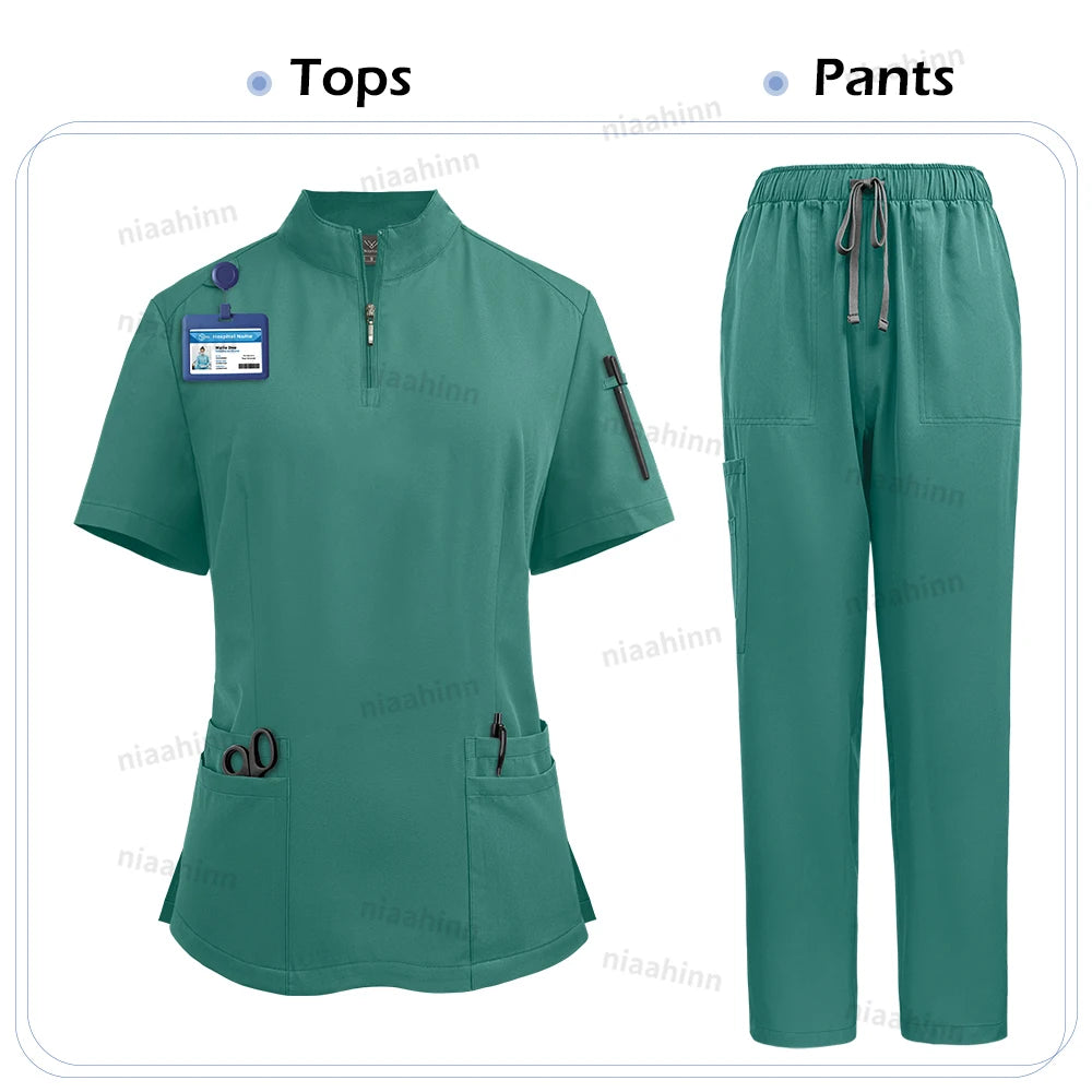 Clinical Uniform Woman Nursing Articles Hospital Surgical Gowns Dental Nursing Medical Blouse Pants Work Wear Doctor Nurse Scrub