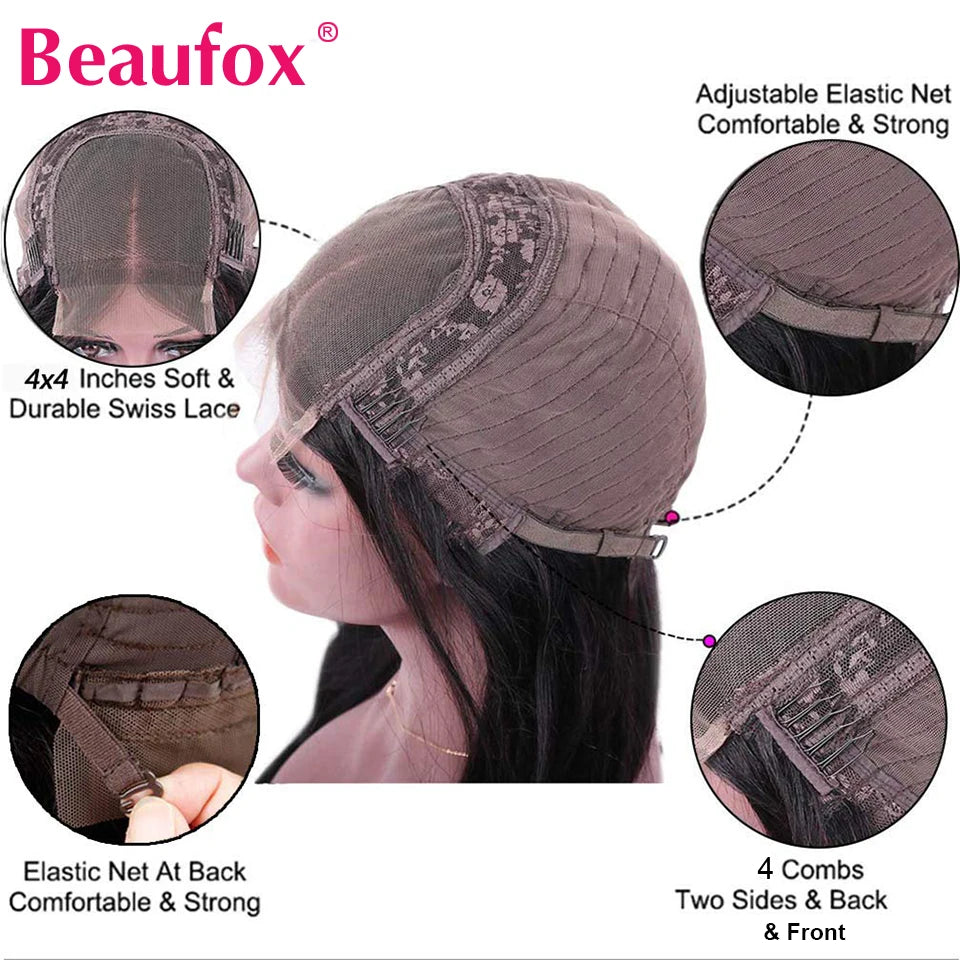 Beaufox Lace Front Human Hair Wigs For Women Brazilian Body Wave Lace Frontal Wigs Human Hair Wigs 4x4 Lace Closure Wig