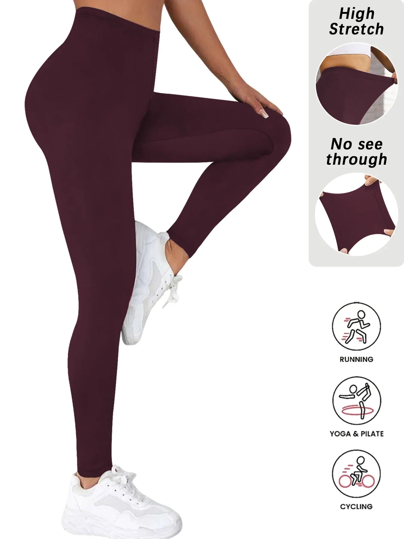 Women's Super Soft Leggings High Elasticity No See Through Workout Yoga Running Athletic Push Up Gym Long Fitness Leggings