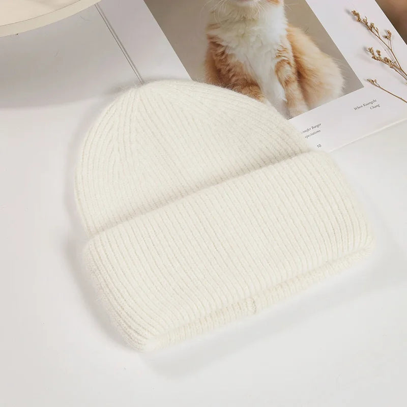 Women Winter Hat Real Rabbit Fur Winter Hats For Women Fashion Warm Beanie Hats Women Solid Adult Cover Head Cap