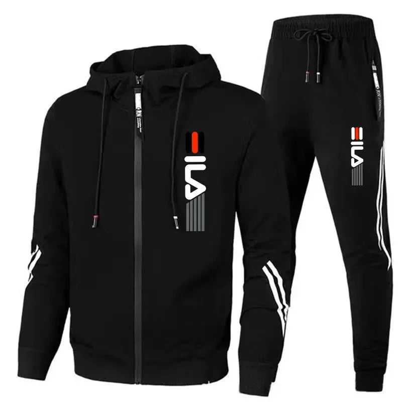 Mens Tracksuit Zipper Hoodies+Sweatpants 2-Piece Set Male Daily Casual Sports Jogging Suit Tops or Pants Clothes for Men