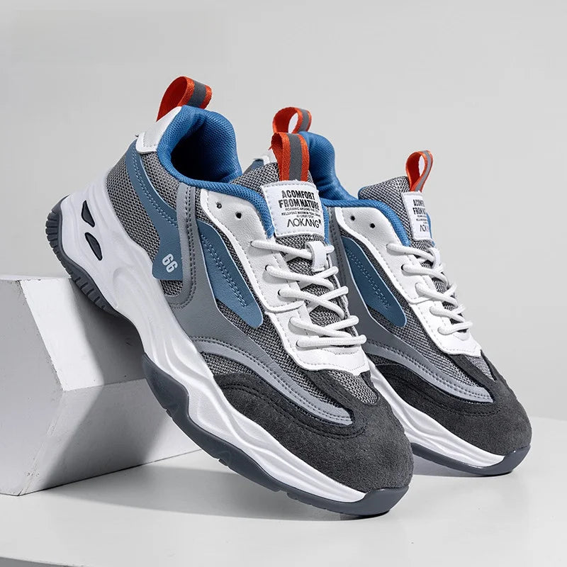 Aokang Men's nut Running oes Bla Casual Sports Sneakers Breathable Lace-Up round Toe Thi Bot for Running And Sports