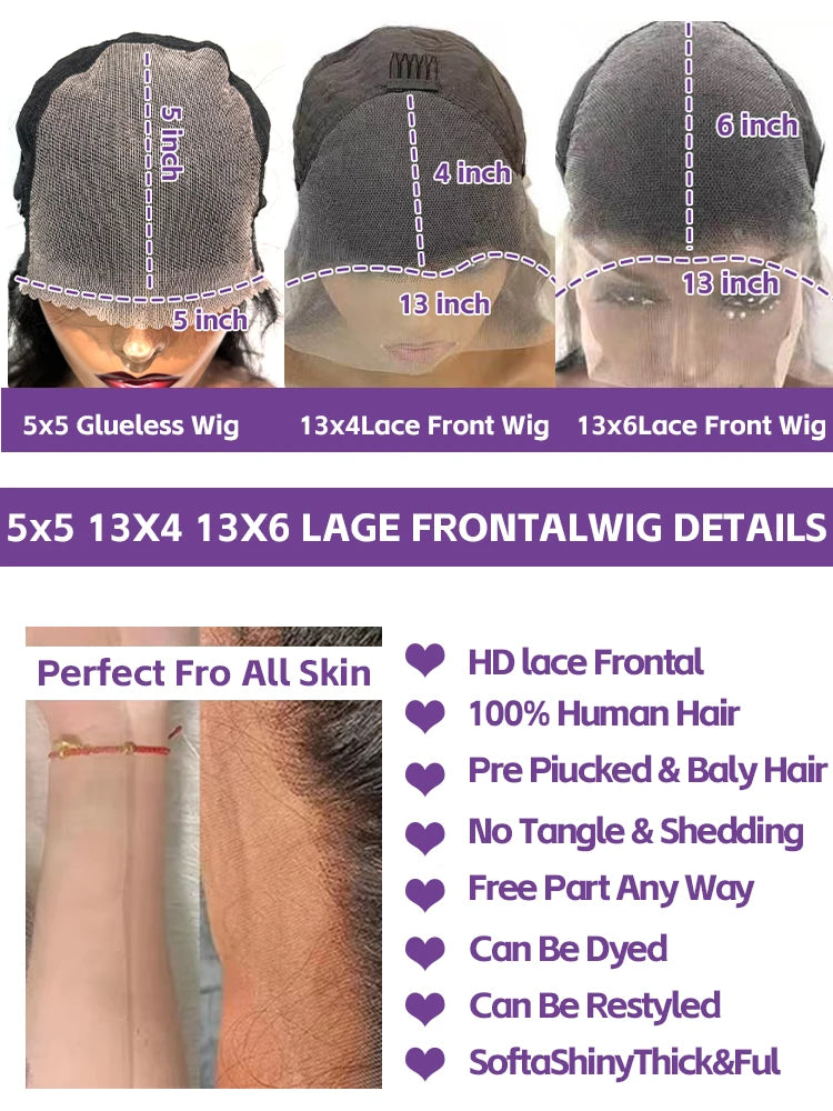 40 42 Inch HD Loose Deep Wave 13x6 Lace Front Human Hair Wigs Brazilian Curly Water Wavy 13x4 Lace Frontal Wigs For Women 250%