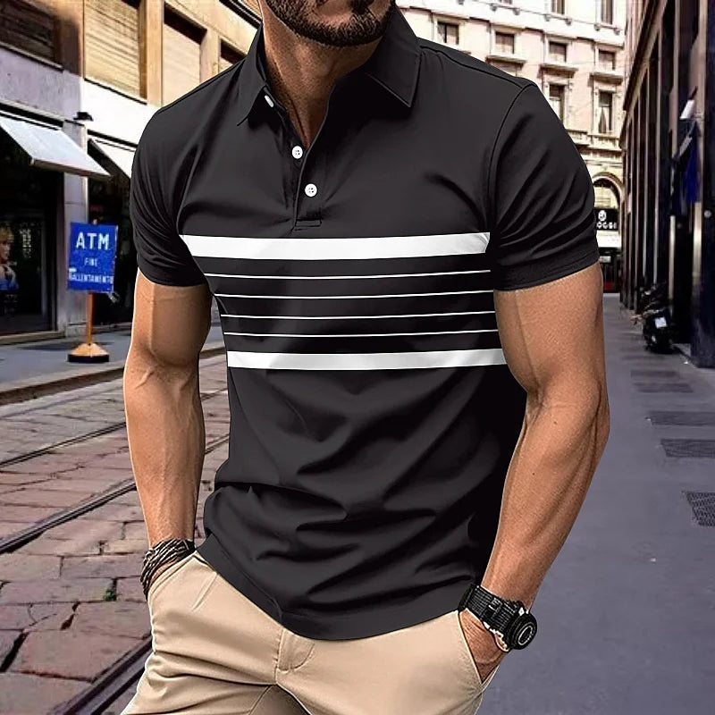 Fashion Striped Men's Polos T-Shirts Summer Short Sleeve 3d Printed Street Trend Male POLO T Shirt 6XL Large Size Casual Tops