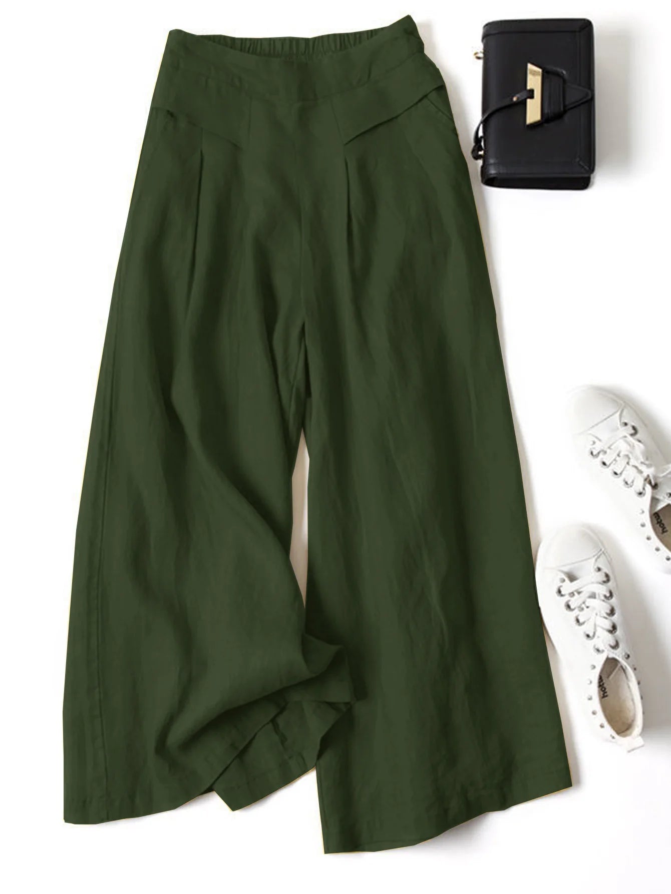 plus Size Women's Solid Color Elastic Waist Leggings Casual Loose Trousers Polyester XL-5XL Comfortable Fit 2025