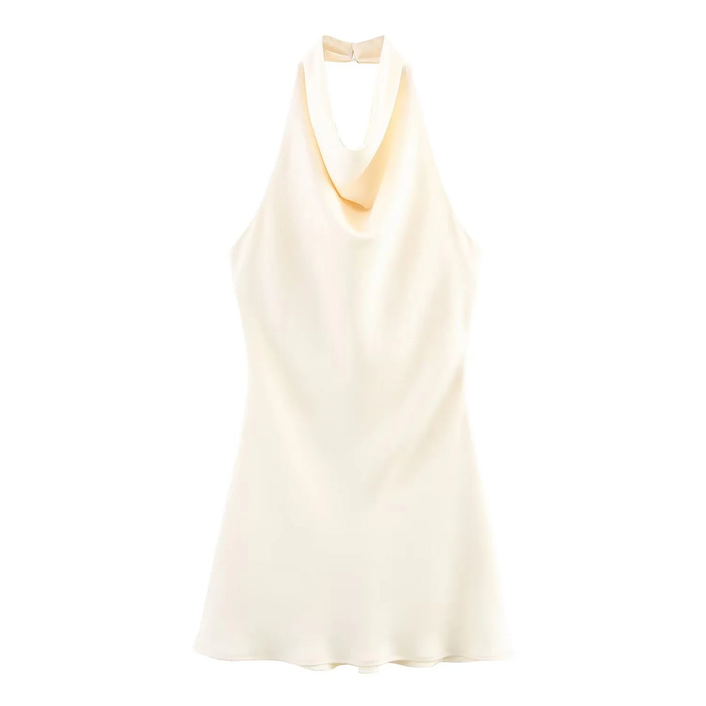 2026 Summer New Women's Clothing Simple Temperament Fashionable And Sexy Backless Silk Satin Texture Hanging Neck Dress