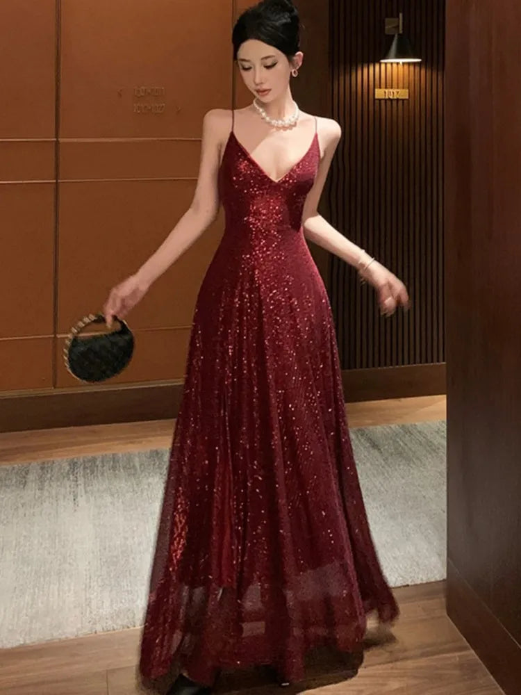 Women's Backless Sexy Split Midi Summer Dress Spaghetti Strap Slim Evening Party Prom Birthday Dresses Female Fashion Long Robe