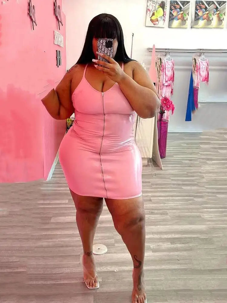 Plus Size Dresses 5xl Woman Clothing Plus Leather Bodycon Dress Pu Clubwear Sling Sexy Short Dress Wholesale Bulk Dropshipping