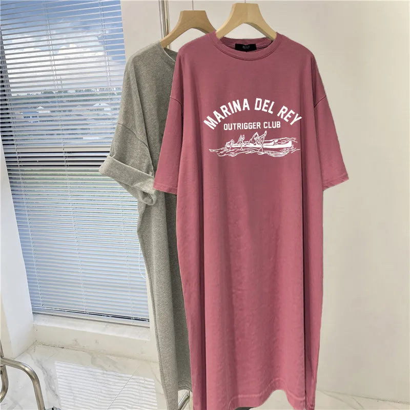 M-4XL Summer Plus Loose Printed Short Sleeve Dress for Women