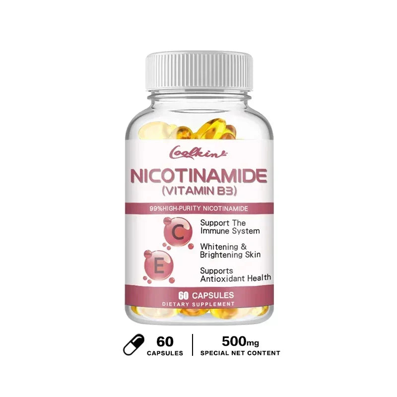 Niacinamide Capsules Contain Vitamin B3 - 99% High Purity Promotes Immune System and Skin Health