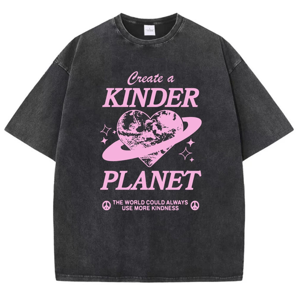 Geeate A Kinder Planet Pink Print Mans Tee Clothing Cartoon Comfort T-Shirt Round Neck T-Shirts Retro S-Xxxl Half Sleeve