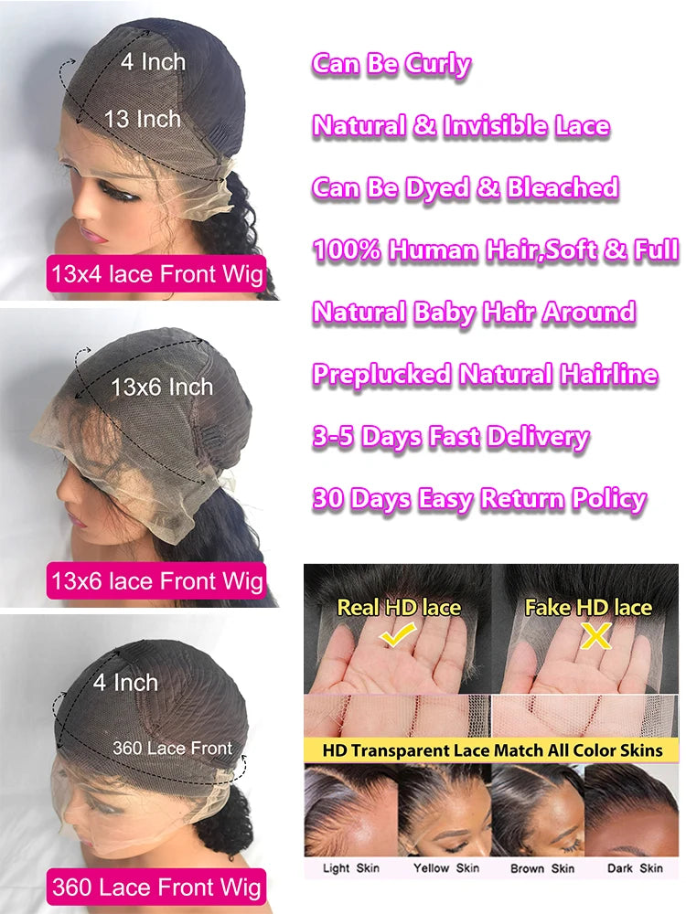 40 Inch Human Hair Wigs Pre Plucked With Baby Hair 13x4 13x6 Hd Lace Frontal Wig Straight Lace Front Human Hair Wigs For Women