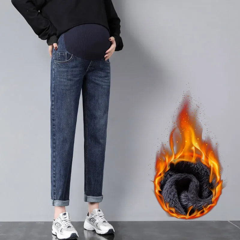 Pregnancy Abdominal Pants Boyfriend Jeans Maternity Pants For Pregnant Women Clothes High Waist Trousers Loose Denim Jeans