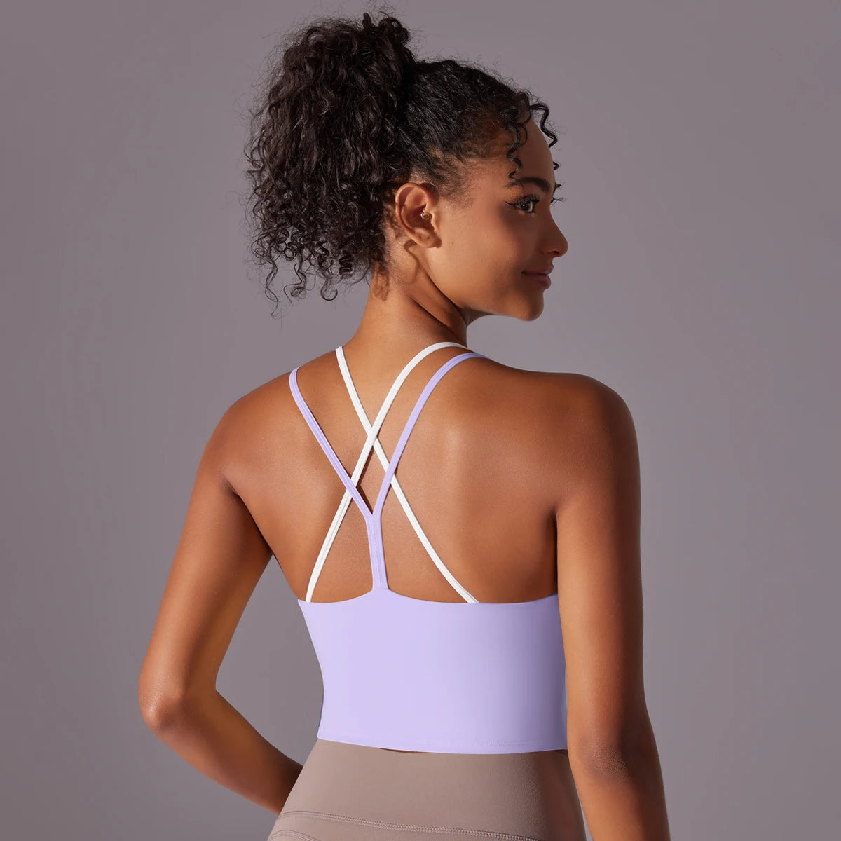 New Women Fitness Sports Bra Top Gym Yoga triangle backless Athletic Back Cutout Cross Tight Workout Soft With Chest Pad